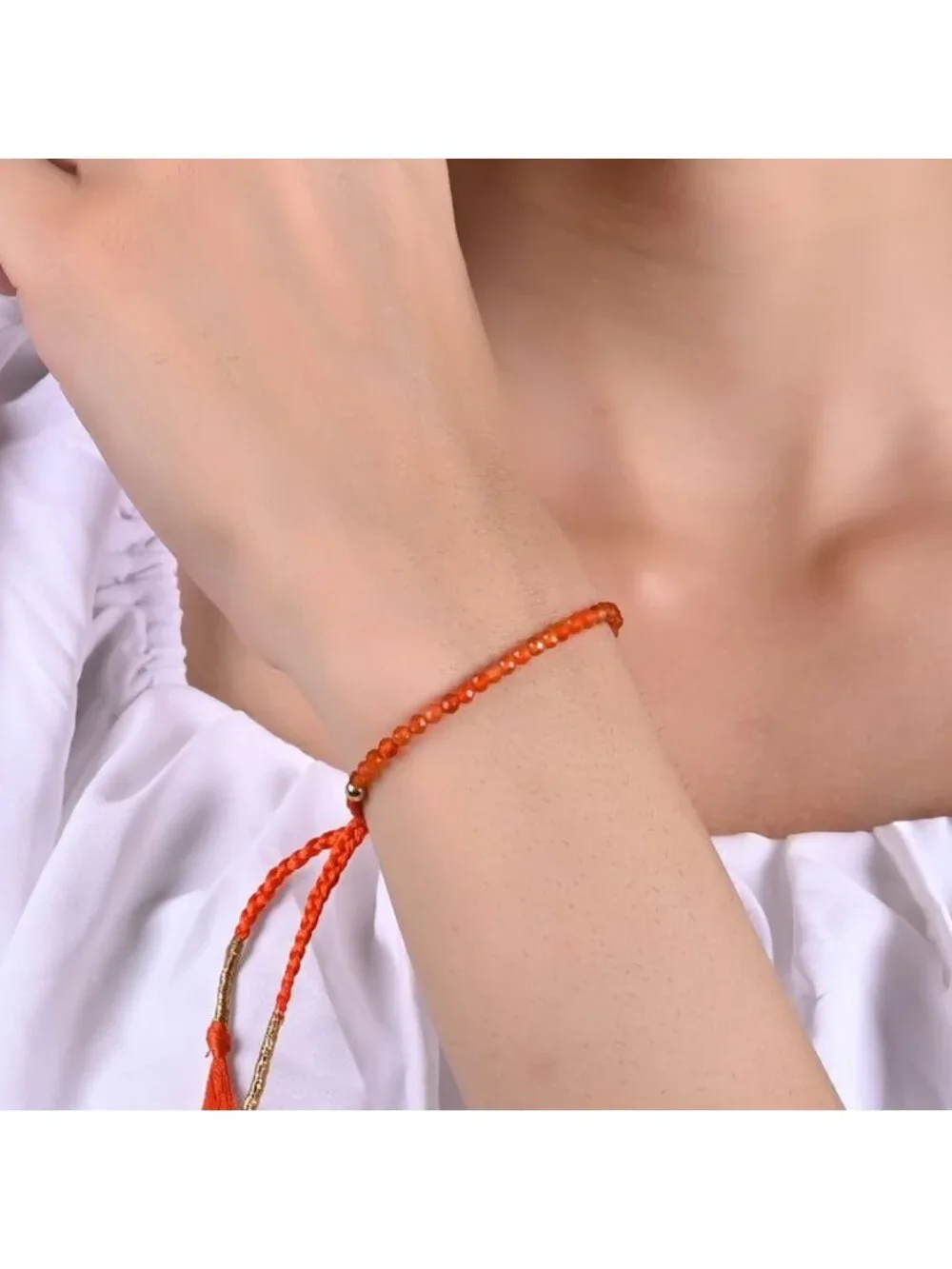 Handmade Lightweight Gemstone Beaded Braided Bracelets - Adjustable Pull String